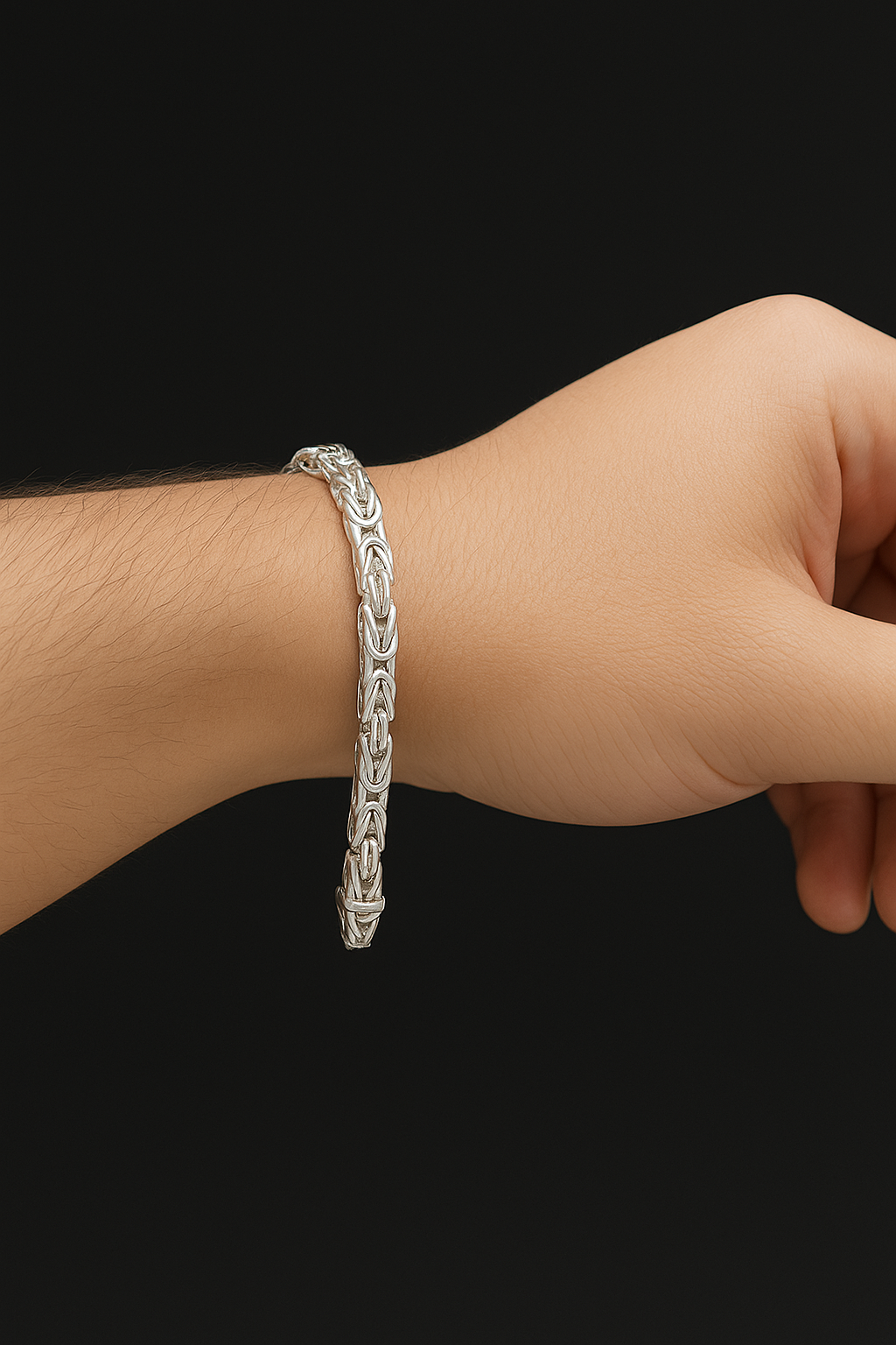 Byzantine Silver Bracelet 4 mm – 925 Sterling Silver (Men’s / Unisex)