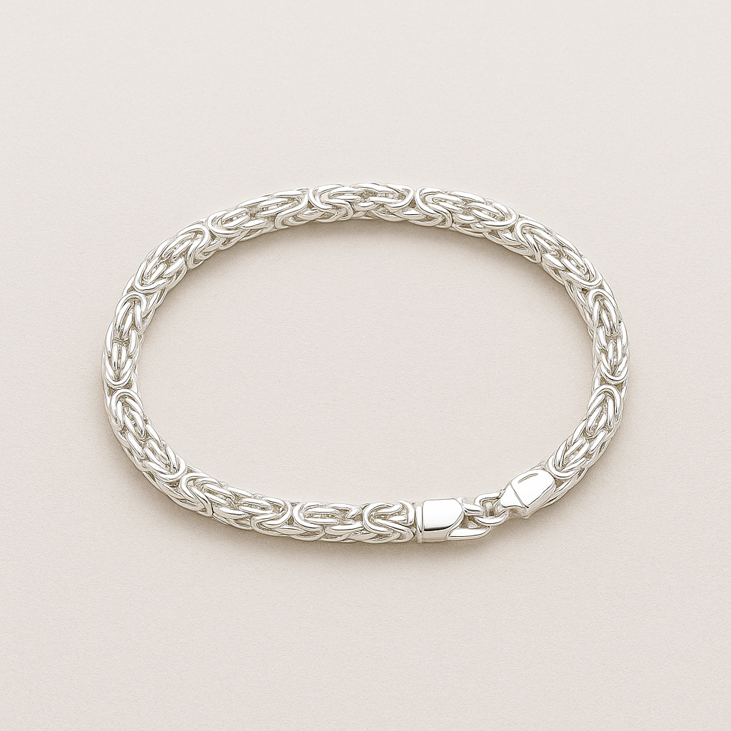 Byzantine Silver Bracelet 4 mm – 925 Sterling Silver (Men’s / Unisex)