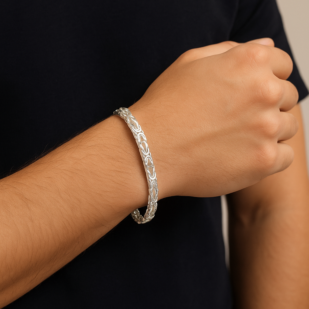 Byzantine Silver Bracelet 2.5 mm – 925 Sterling Silver (Men’s / Unisex)